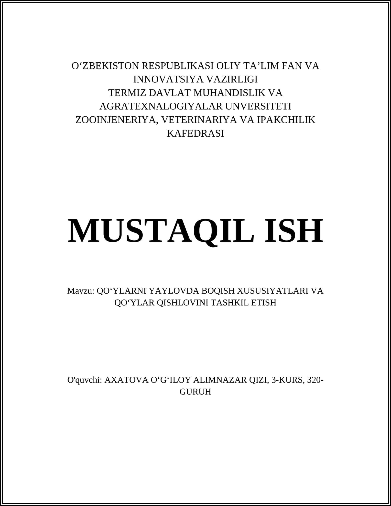 Qo‘ylarning yaylovda boqilishi usullari