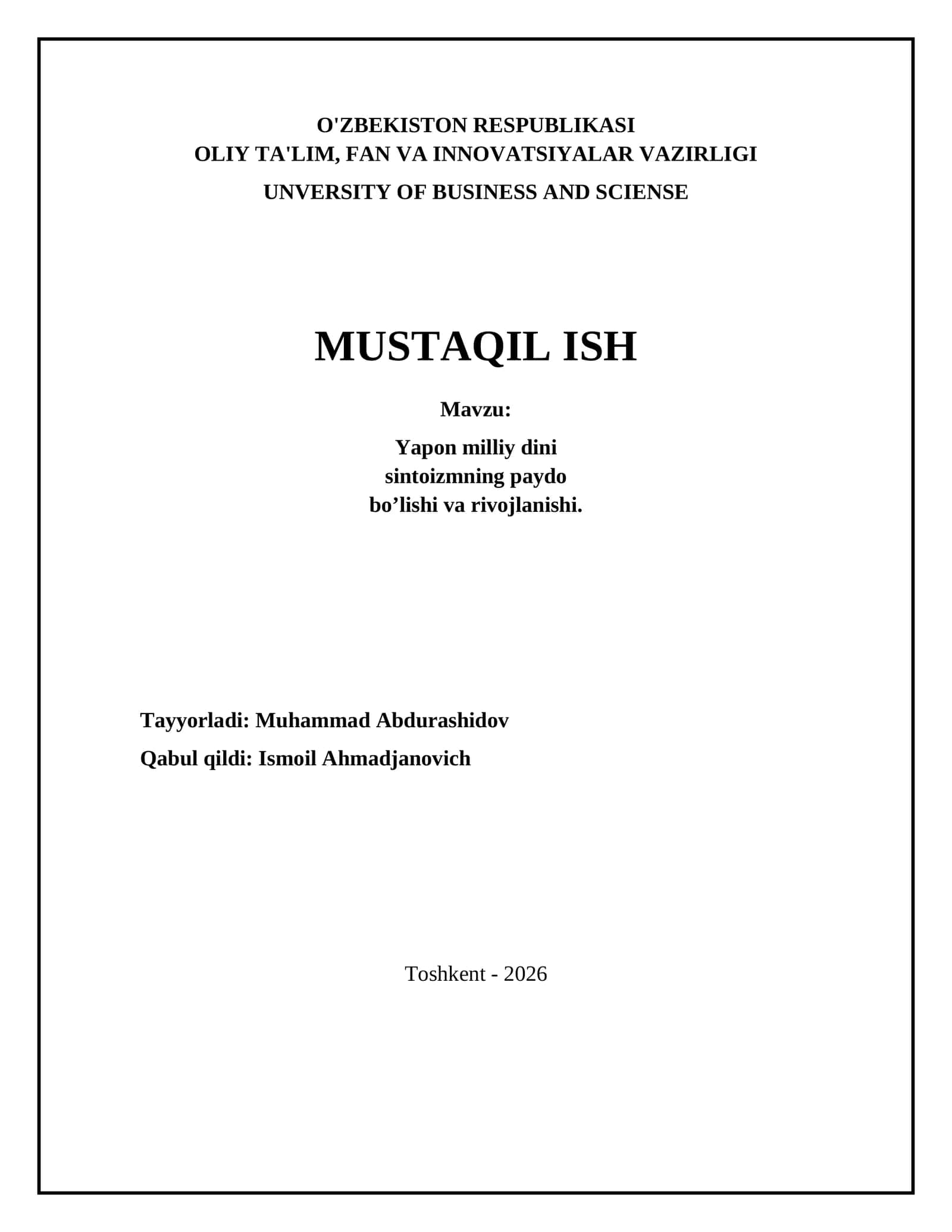 Yapon milliy dini sintoizmning paydo bo’lishi va rivojlanishi