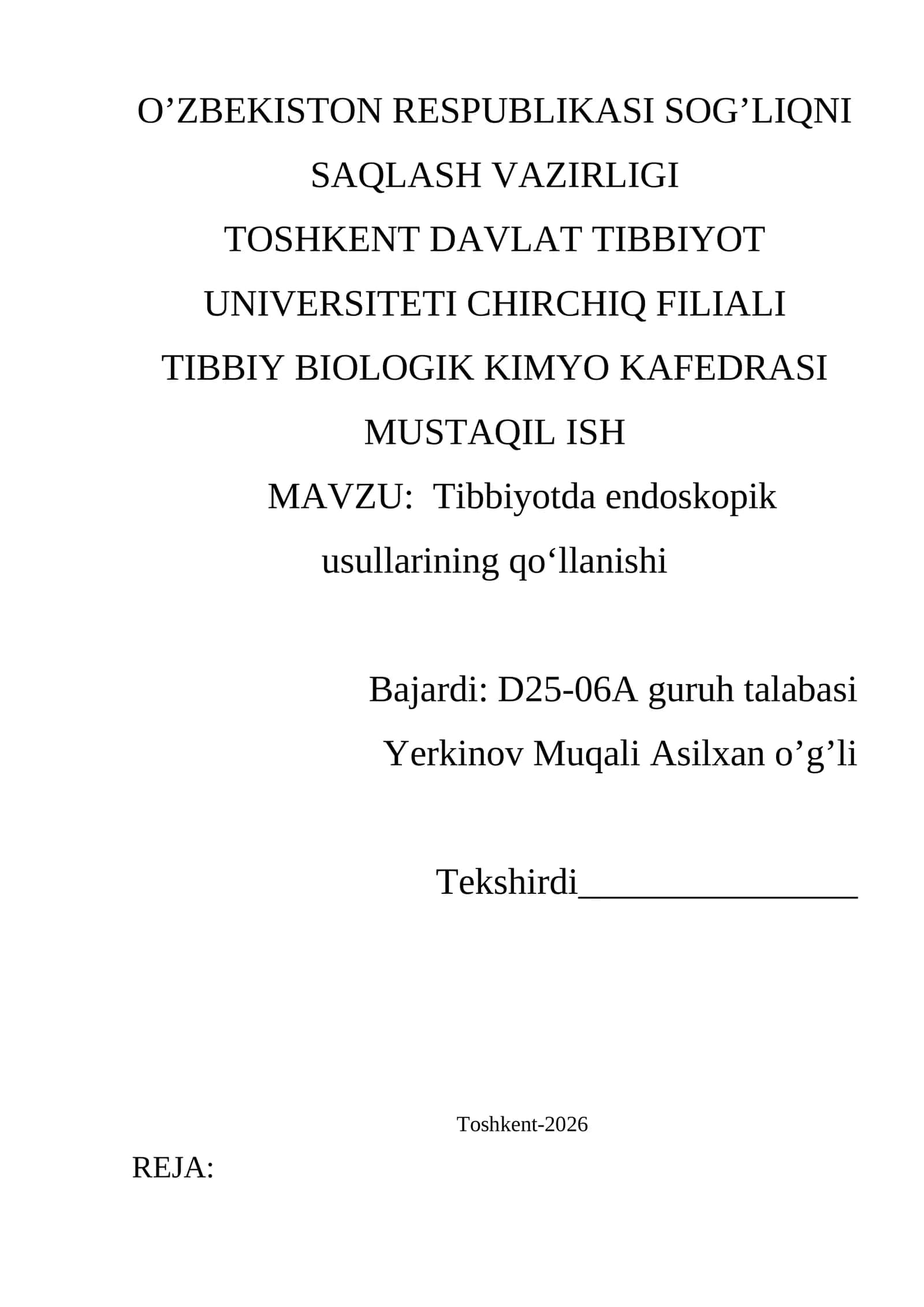 Tibbiyotda endoskopik usullarining qo'llanishi