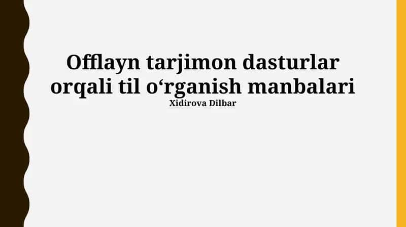 Offlayn tarjimon dasturlar