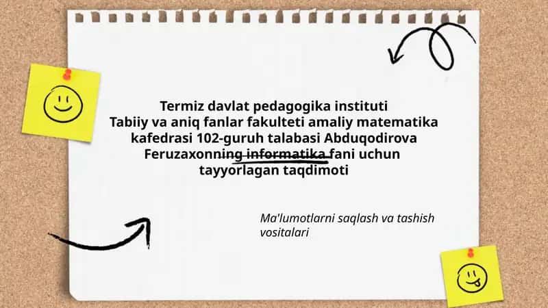 Abduqodirova Feruzaxonning informatika fani uchun tayyorlagan taqdimoti