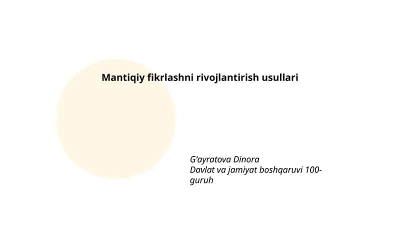 Mantiqiy fikrlashni rivojlantirish usullari