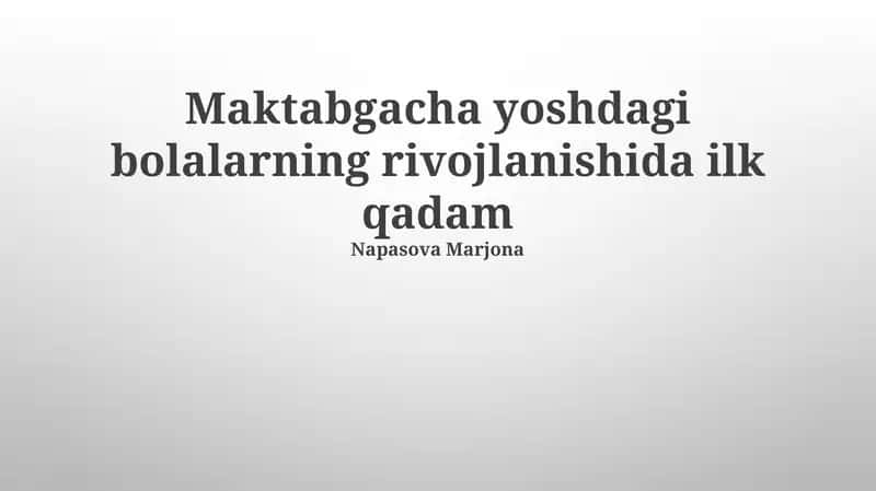 Erta bolalarni rivojlantirishning ahamiyati