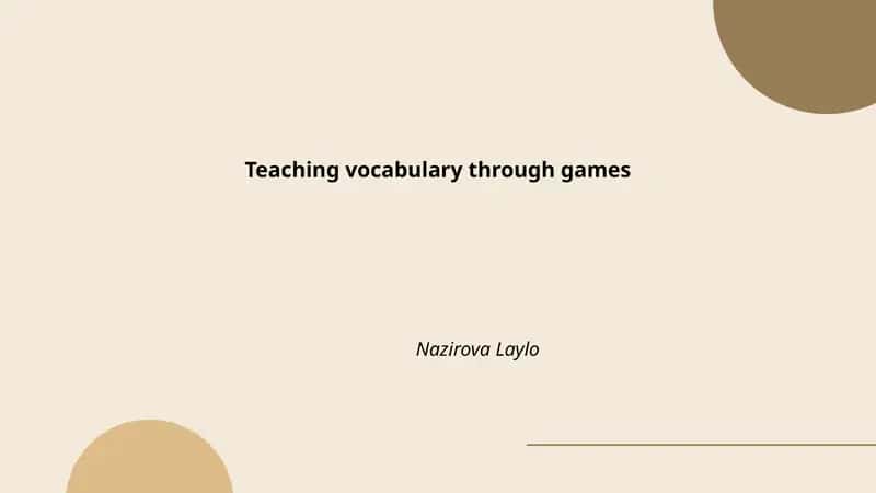 Teaching vocabulary through games