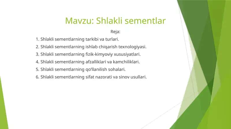 Shlakli sementlar