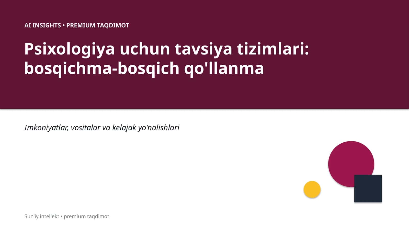 AI INSIGHTS • PREMIUM TAQDIMOT