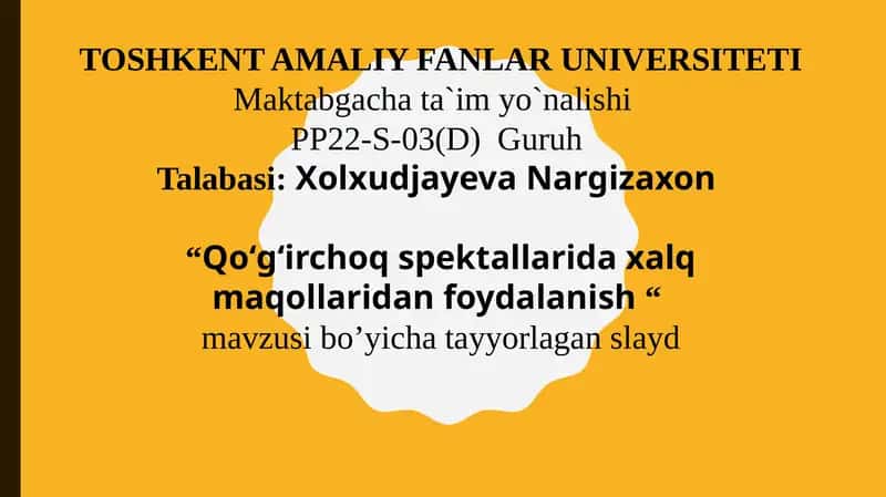 Qoʻgʻirchoq spektallarida xalq maqollaridan foydalanish