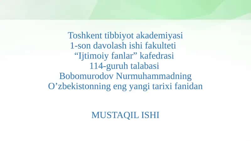 O‘zbekiston Respublikasi Prezidenti tomonidan ilgari surilgan beshtamuhim tashabbus