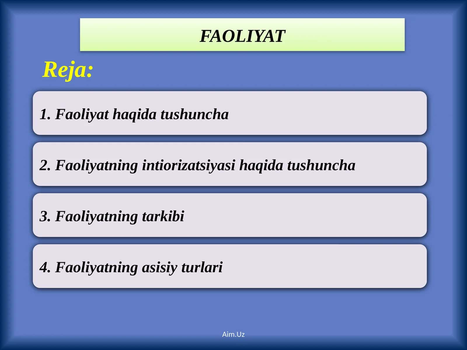 FAOLIYAT