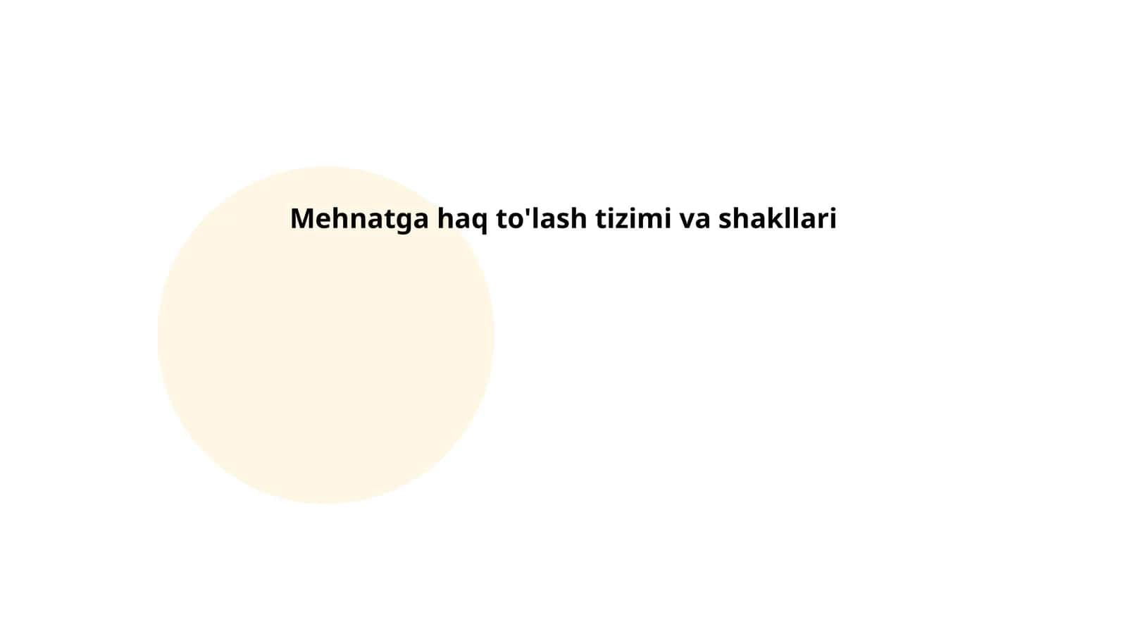 Mehnatga haq to'lash tizimi va shakllari