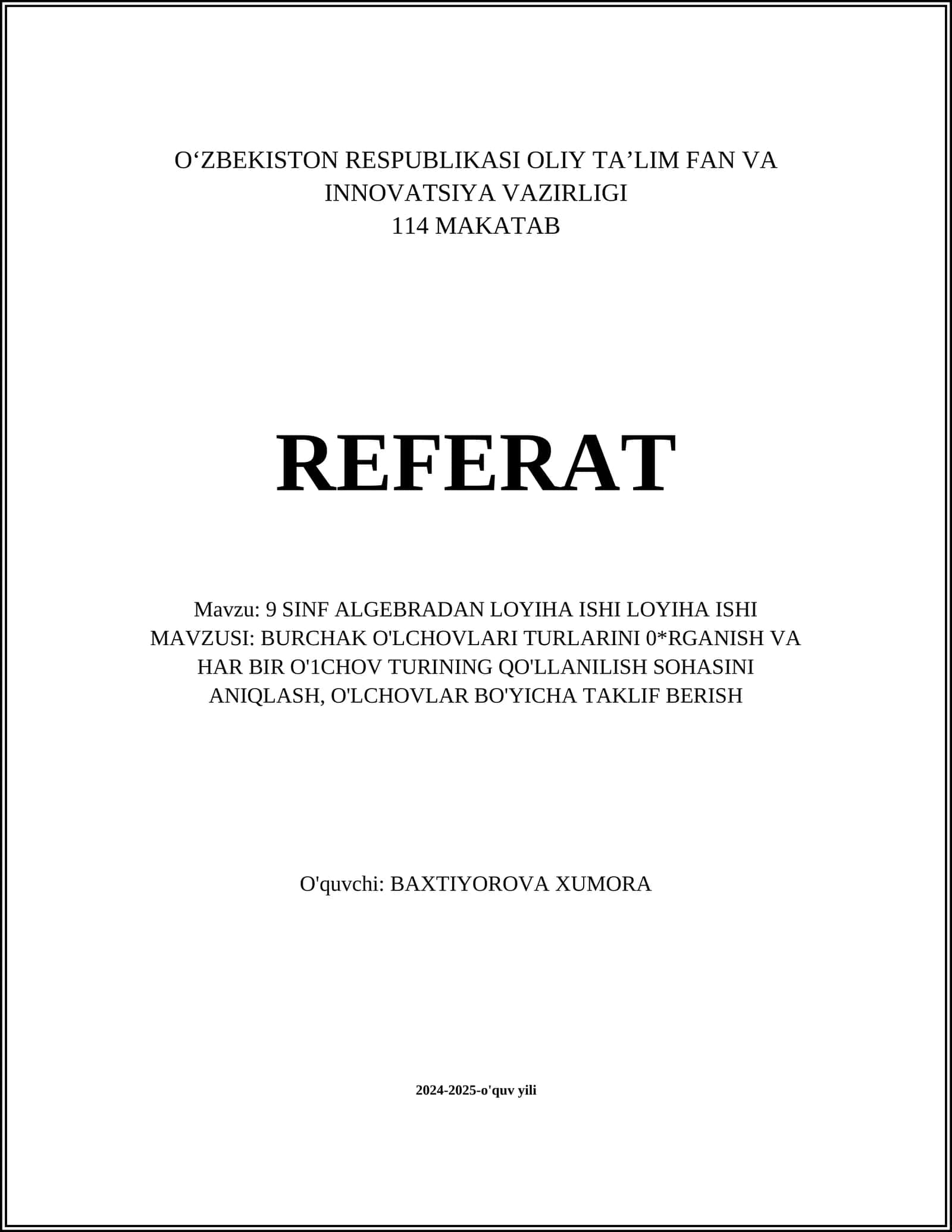 Burchaklar Turlari