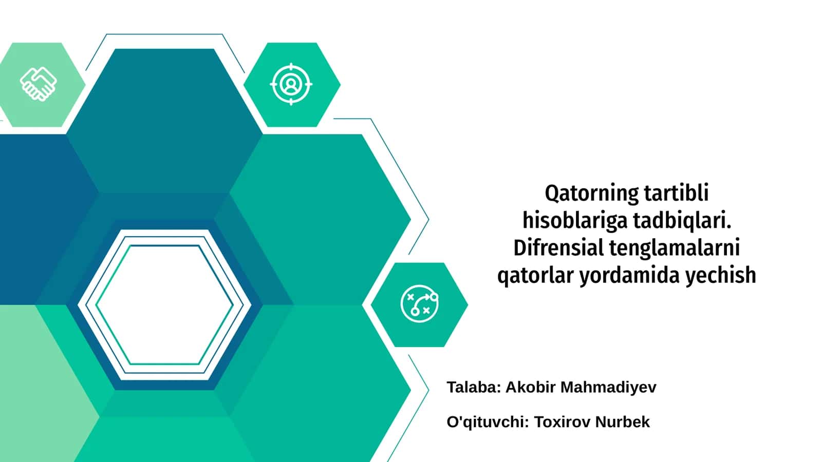 Qatorning tartibli hisoblariga tadbiqlari
