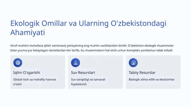Ekologik Omillar va Ularning O'zbekistondagi Ahamiyati