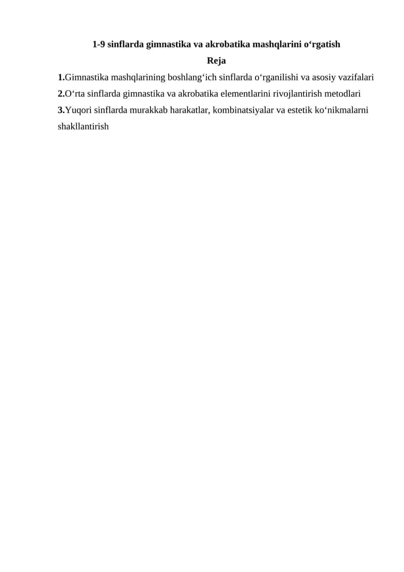 Gimnastika va Akrobatika Mashqlari