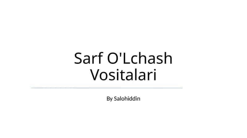 Sarf O'Lchash Vositalari