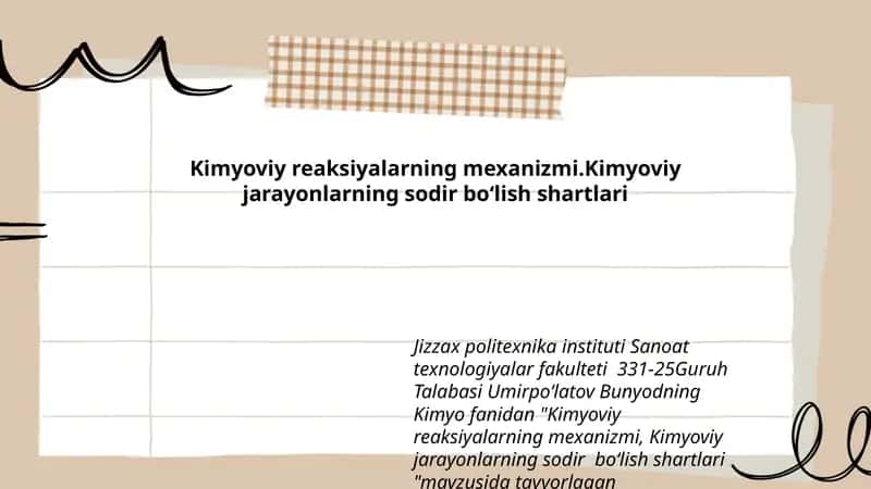 Kimyoviy reaksiyalarning mexanizmi, Kimyoviy jarayonlarning sodir boʻlish shartlari