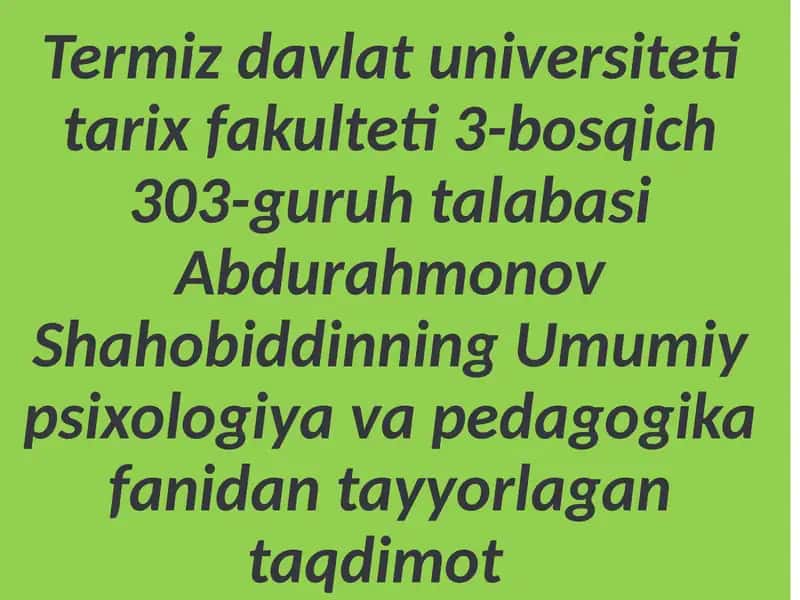 Testlar va Boshqa Psixodiagnostik Metodlar