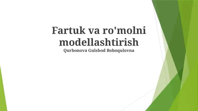 Fartuk va ro'molni modellashtirish