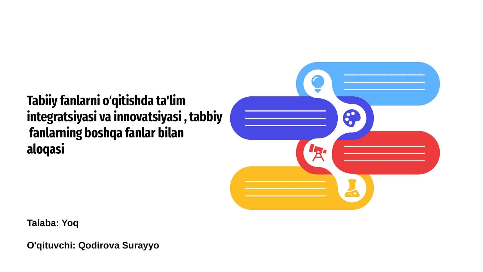 Tabiiy fanlarni oʻqitishda ta'lim integratsiyasi va innovatsiyasi