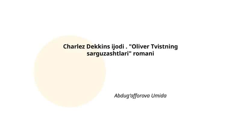 "Oliver Tvistning sarguzashtlari" romani