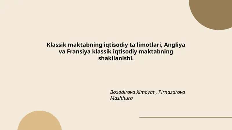 Klassik maktabning iqtisodiy ta'limotlari, Angliya va Fransiya klassik iqtisodiy maktabning shakllanishi