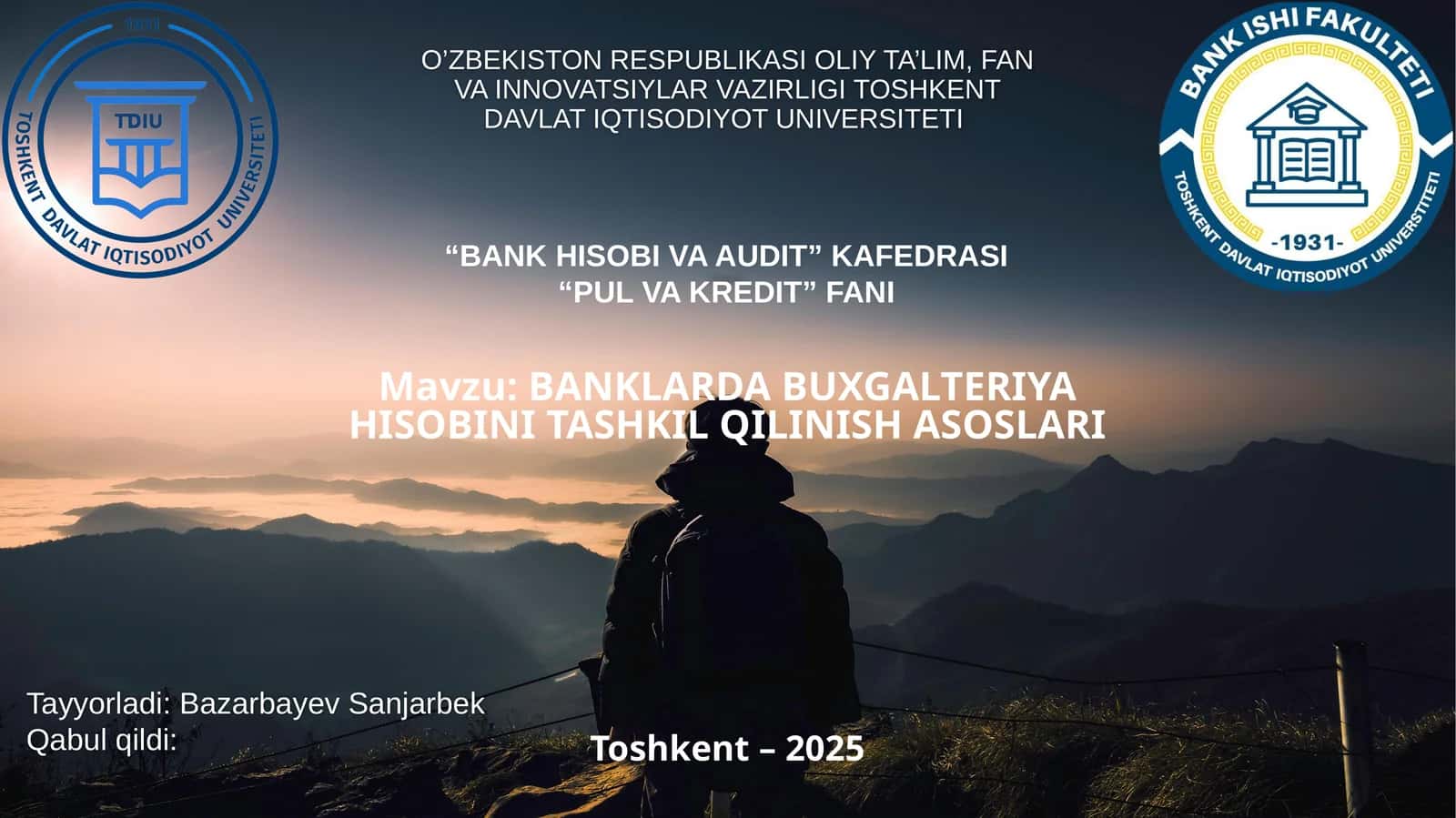 BANKLARDA BUXGALTERIYA HISOBINI TASHKIL QILINISH ASOSLARI