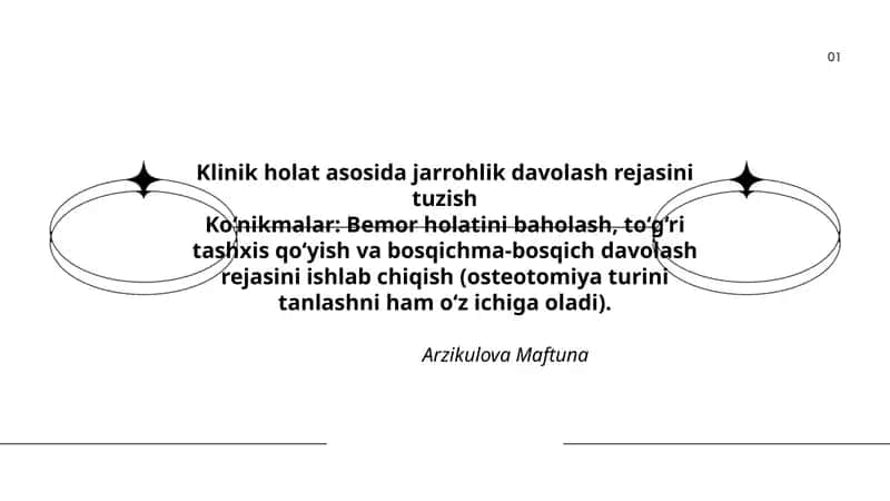 Klinik holat asosida jarrohlik davolash rejasini tuzish