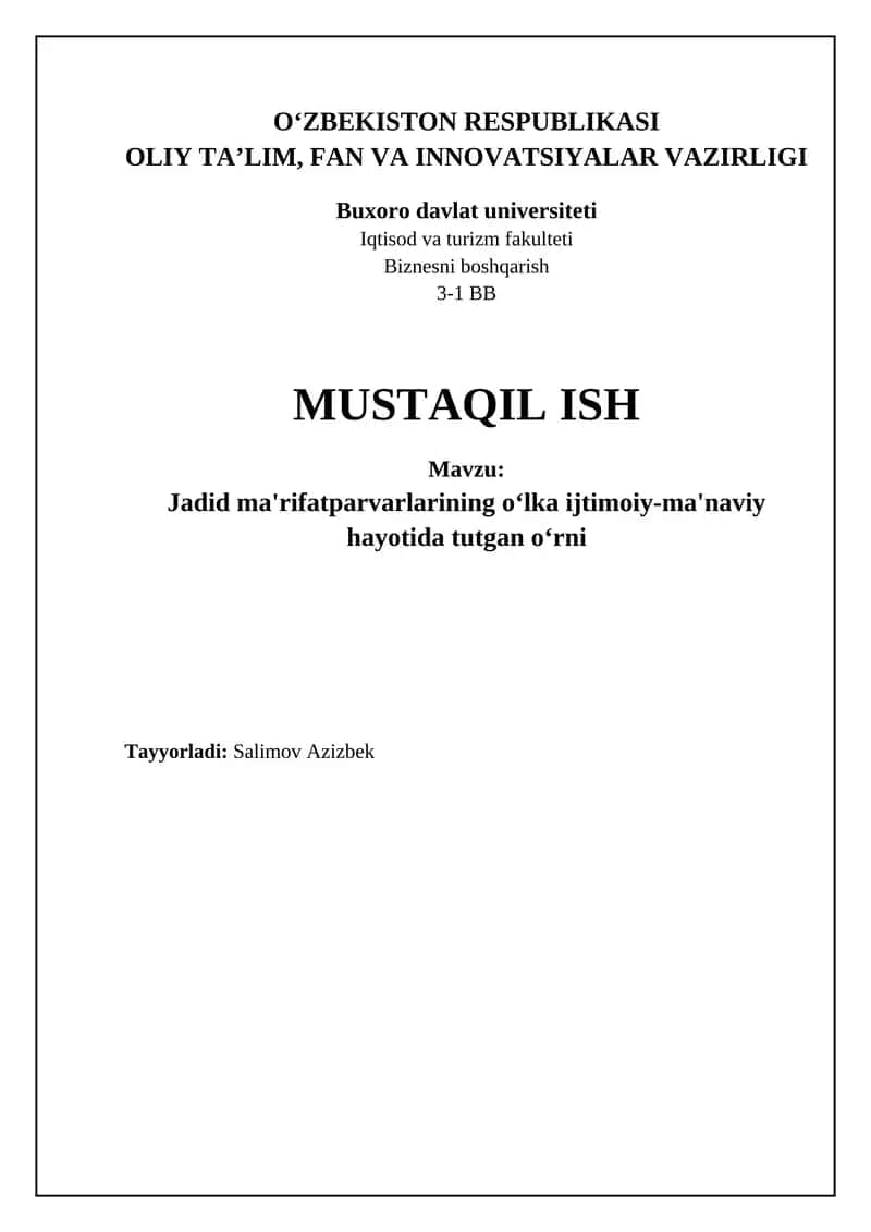 Jadid ma'rifatparvarlarining oʻlka ijtimoiy-ma'naviy hayotida tutgan oʻrni