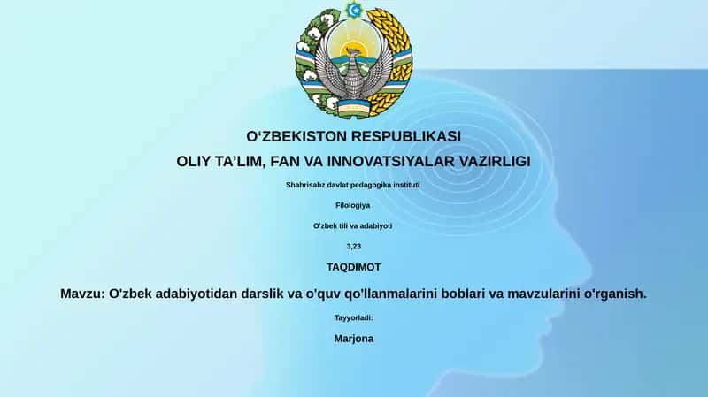 O'zbek adabiyotidan darslik va o'quv qo'llanmalarini boblari va mavzularini o'rganish