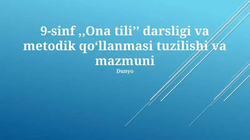 9-sinf Ona tili darsligi va metodik qo'llanmasi