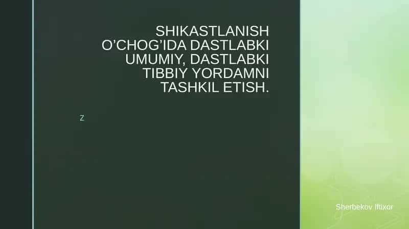 Birinchi Tibbiy Yo'rdamni Ko'rsatish