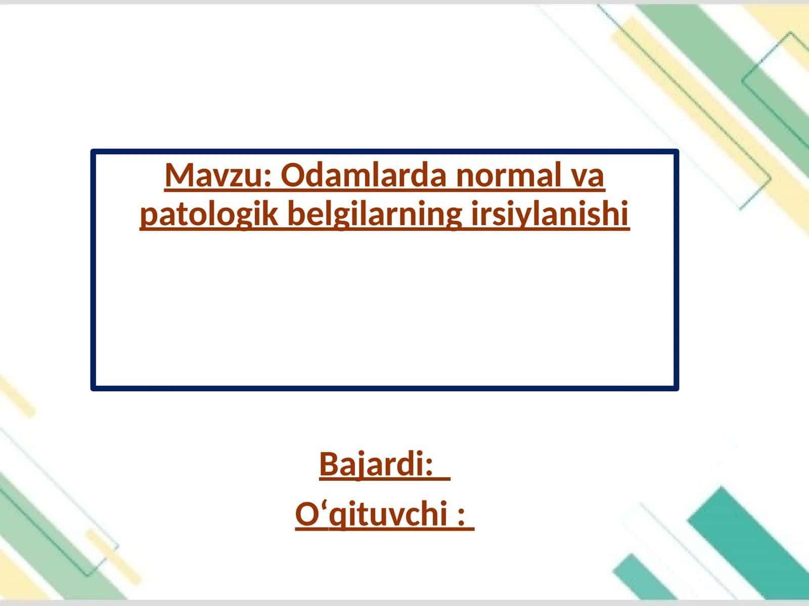 Odamlarda normal va patologik belgilarning irsiylanishi