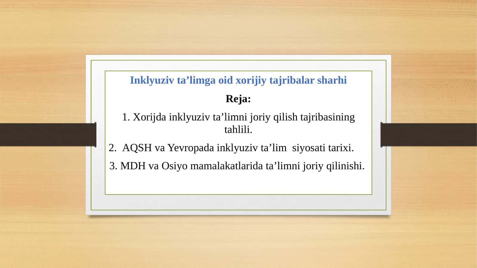 Inklyuziv ta’limga oid xorijiy tajribalar sharhi