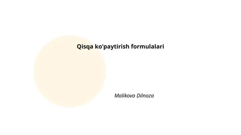 Qisqa koʻpaytirish formulalari