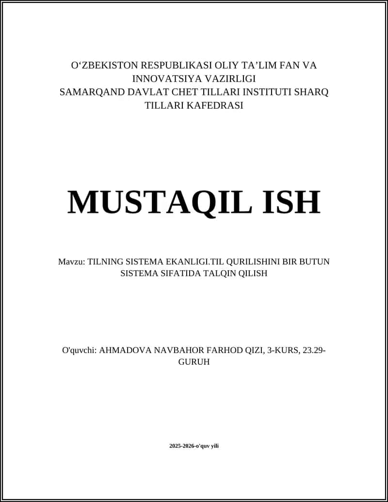 Tilning sistema ekanligi