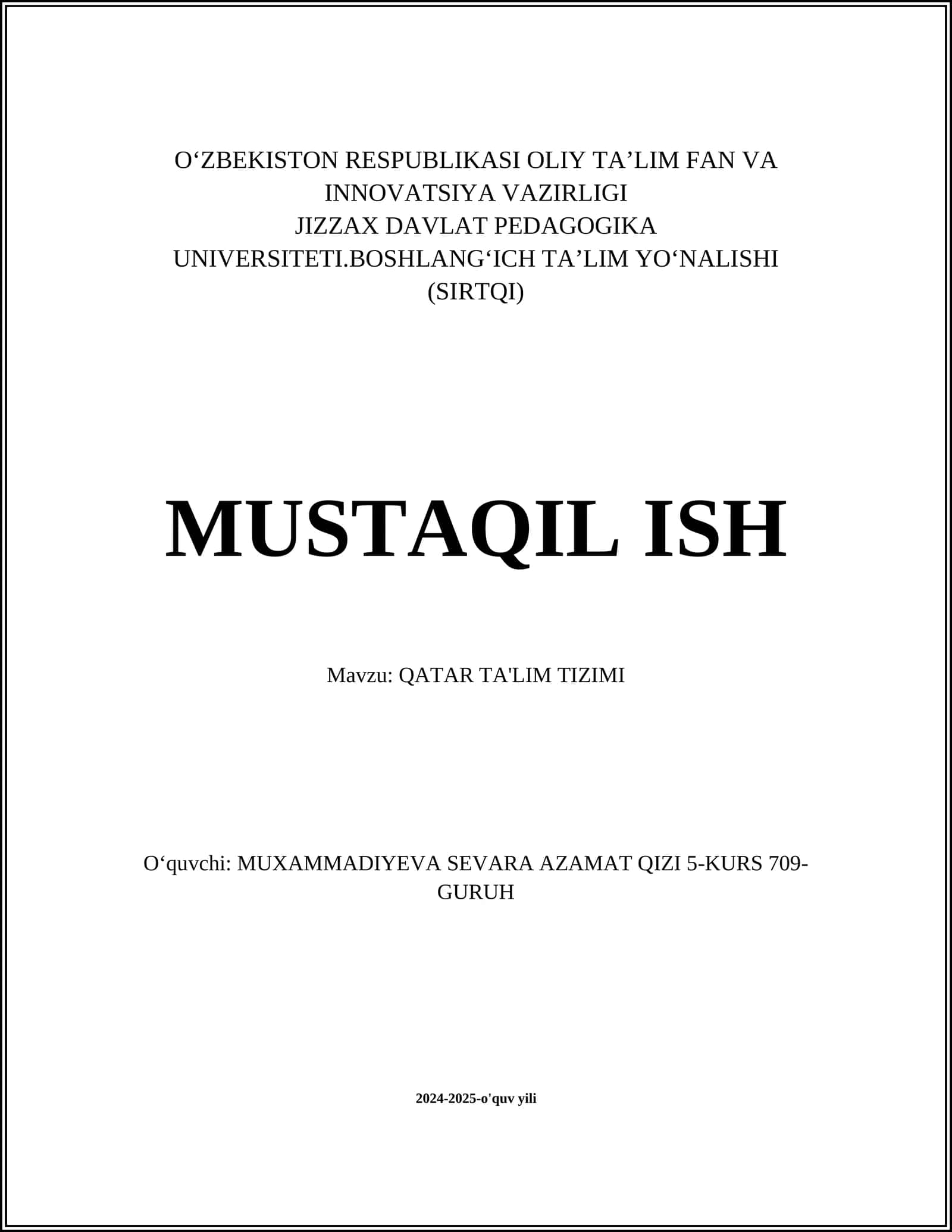QATAR TA'LIM TIZIMI