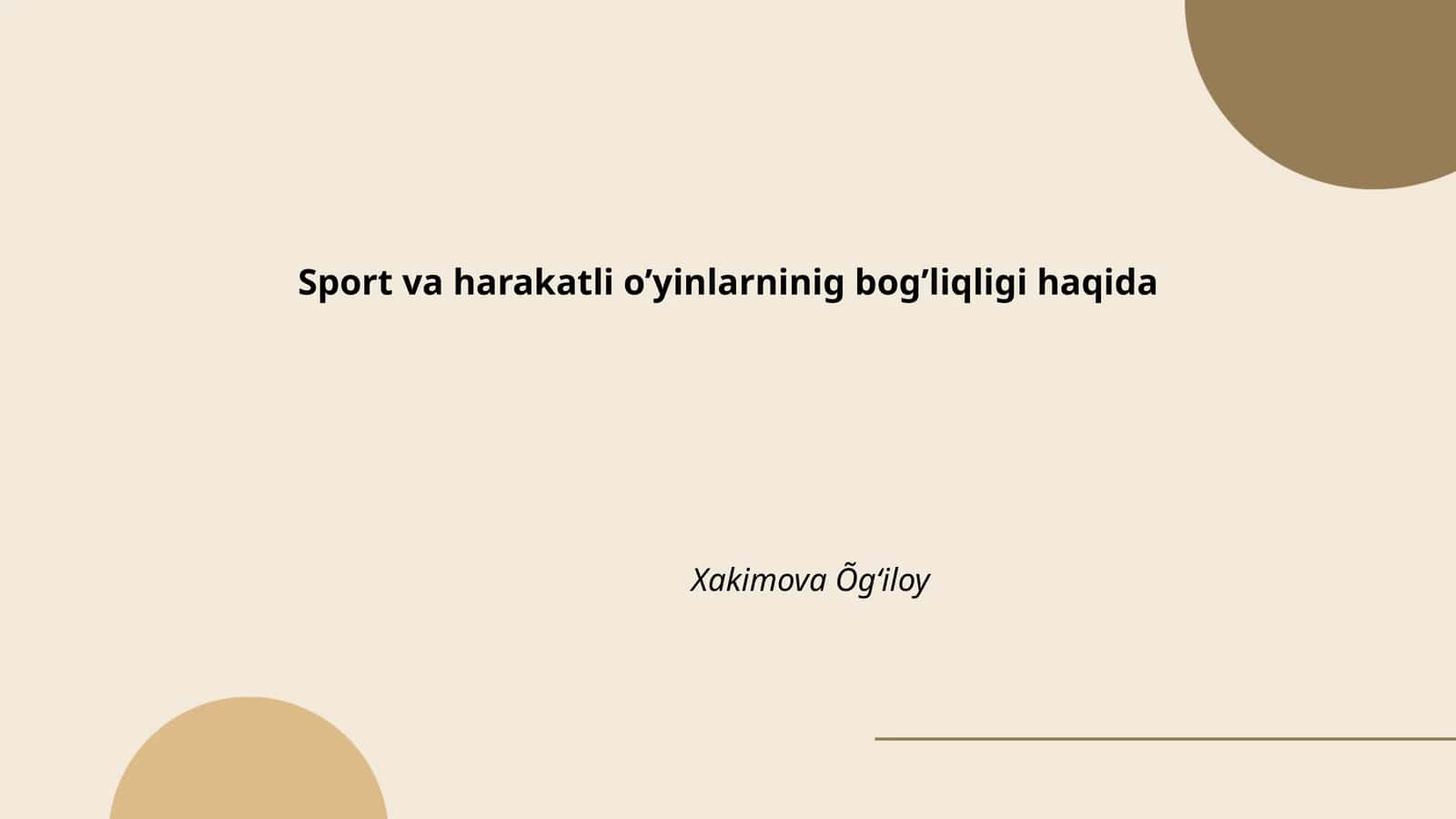 Sport va harakatli o’yinlarning jismoniy salomatlikka ta'siri