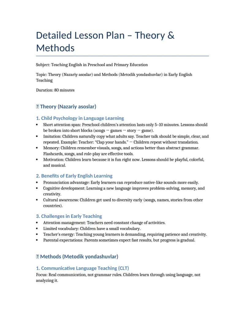 Teaching English in Preschool and Primary Education