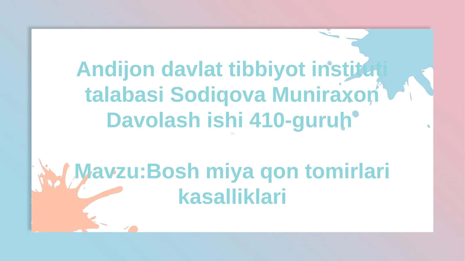 Bosh miya qontomirlari kasalliklari