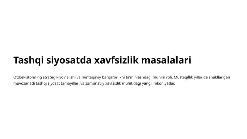 Tashqi siyosatda xavfsizlik masalalari