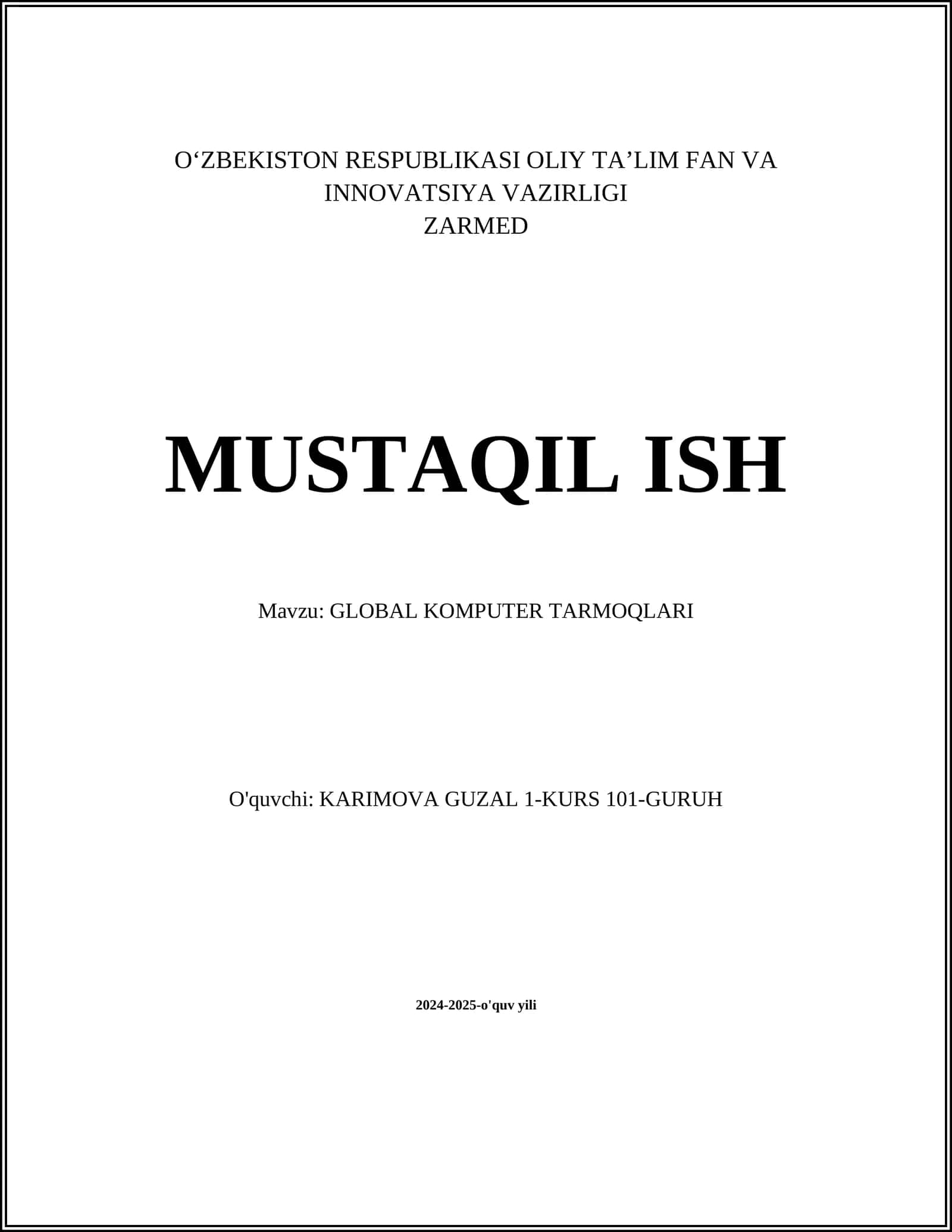 GLOBAL KOMPUTER TARMOQLARI