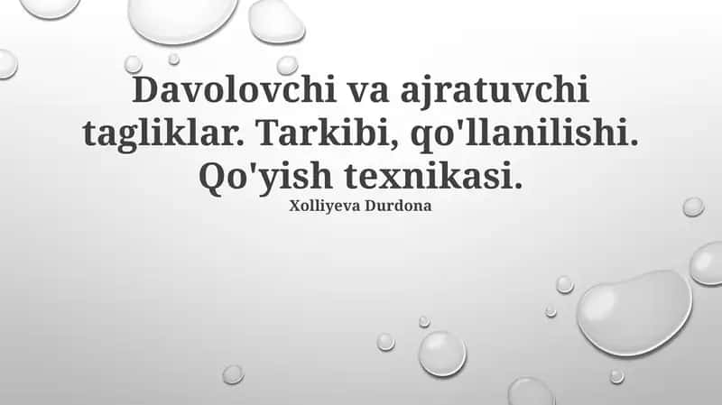 Davolovchi va ajratuvchi tagliklar