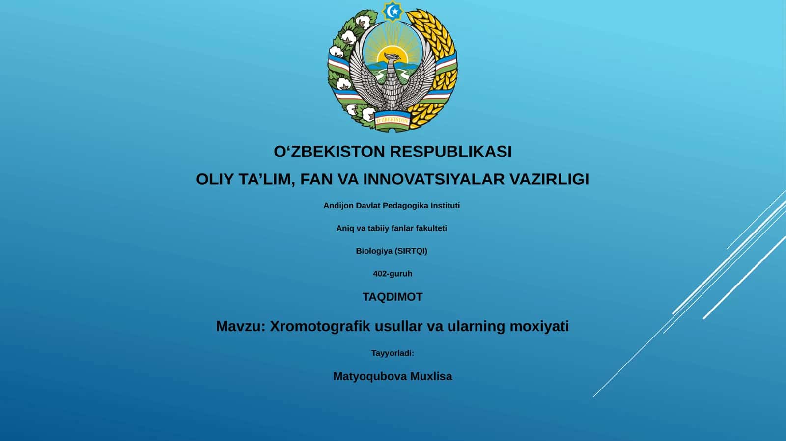 Xromotografik usullar va ularning moxiyati