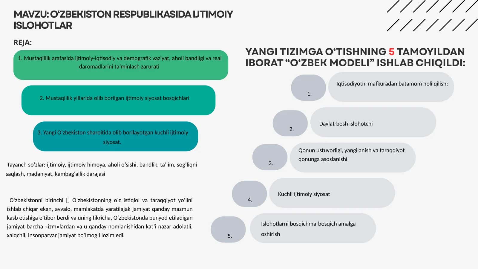 O‘ZBEKISTON RESPUBLIKASIDA IJTIMOIY ISLOHOTLAR