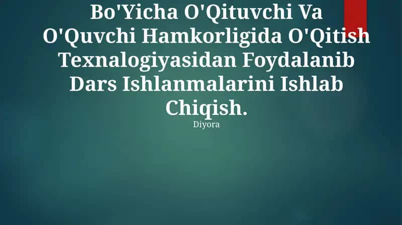 Nuklein Kislotalar Mavzusini Bo'Yicha O'Qituvchi Va O'Quvchi Hamkorligida O'Qitish Texnalogiyasidan Foydalanib Dars Ishlanmalarini Ishlab Chiqish