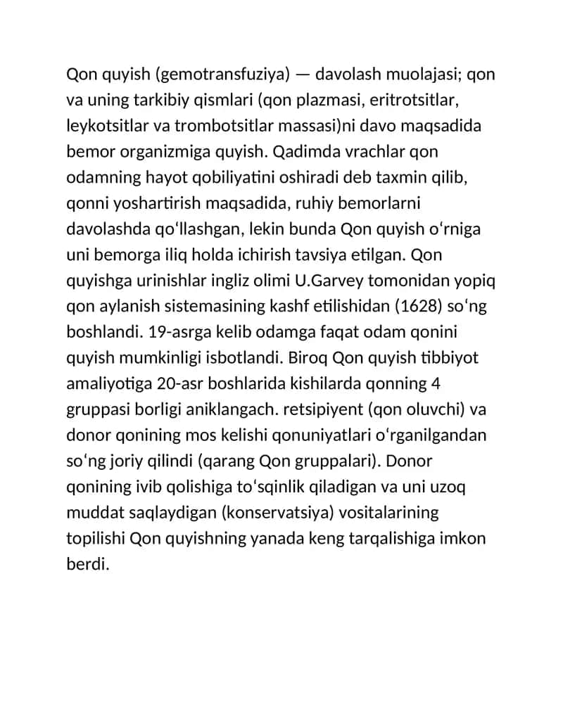 Qon quyish (gemotransfuziya)