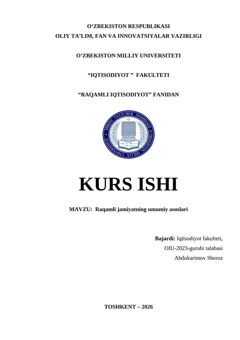 Raqamli jamiyatning umumiy asoslari