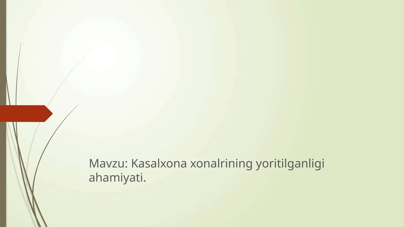 Kasalxonaxonalrining yoritilganligi ahamiyati