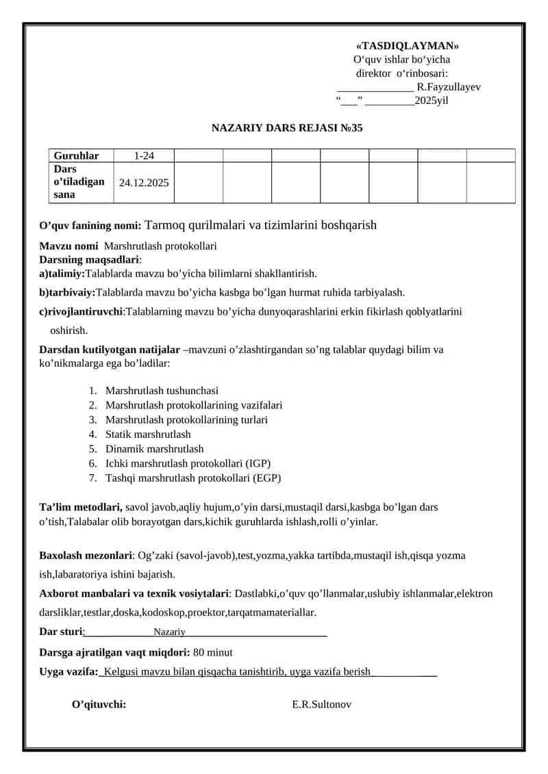 Tarmoq qurilmalari va tizimlarini boshqarish