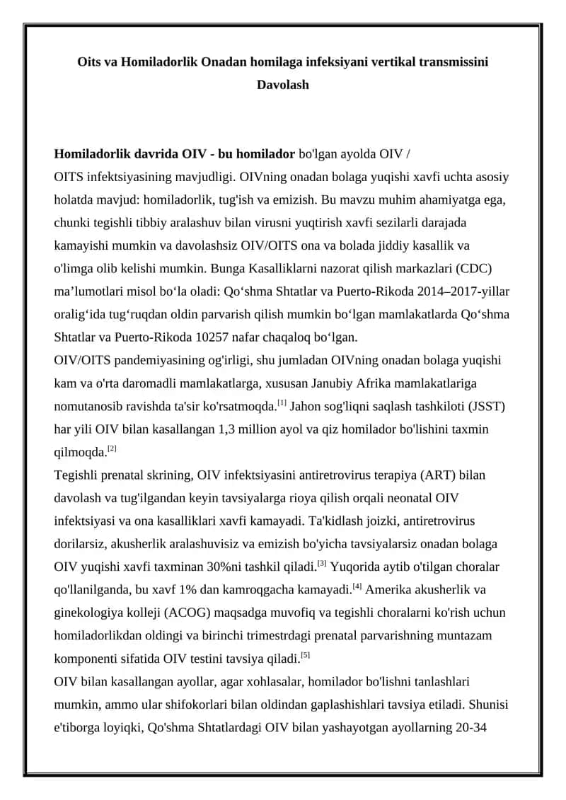 OIV/OITS Infeksiyasi